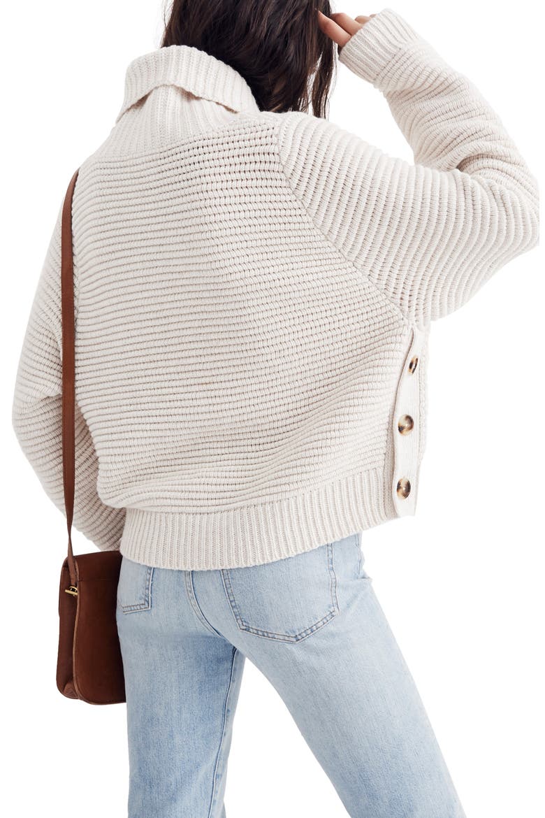 Side Button Turtleneck Sweater, Alternate, color, HEATHER OAK