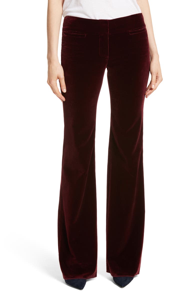 Nili Lotan Amoire Velvet Flare Pants, Main, color, 