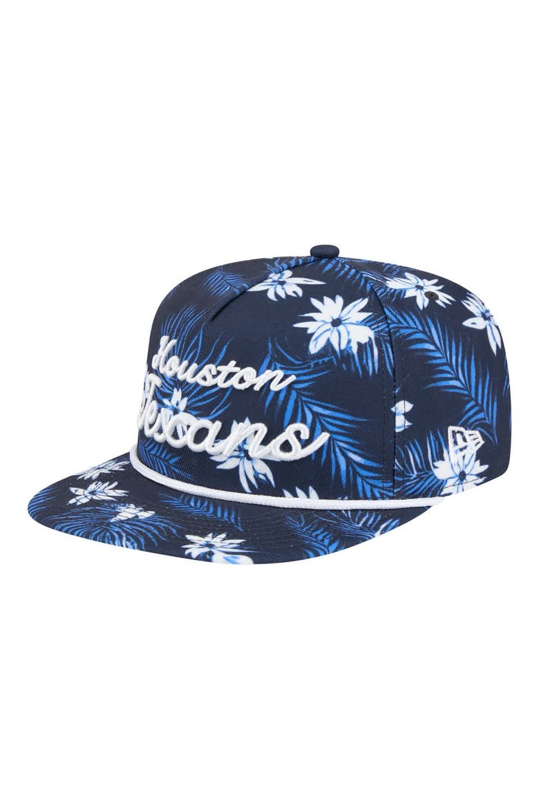 Men's New Era  Navy Houston Texans Palm Print A-Frame 9FIFTY Snapback Hat, Main, color, Navy