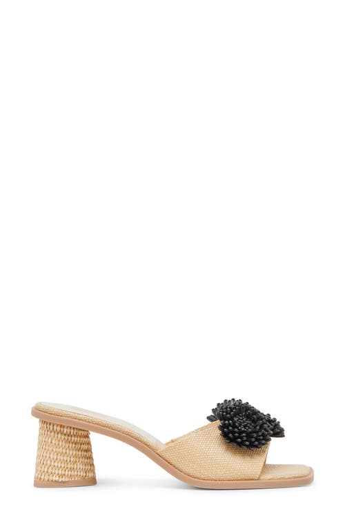 Dolce Vita Benoit Raffia Slide Sandal In Natural/black Raffia