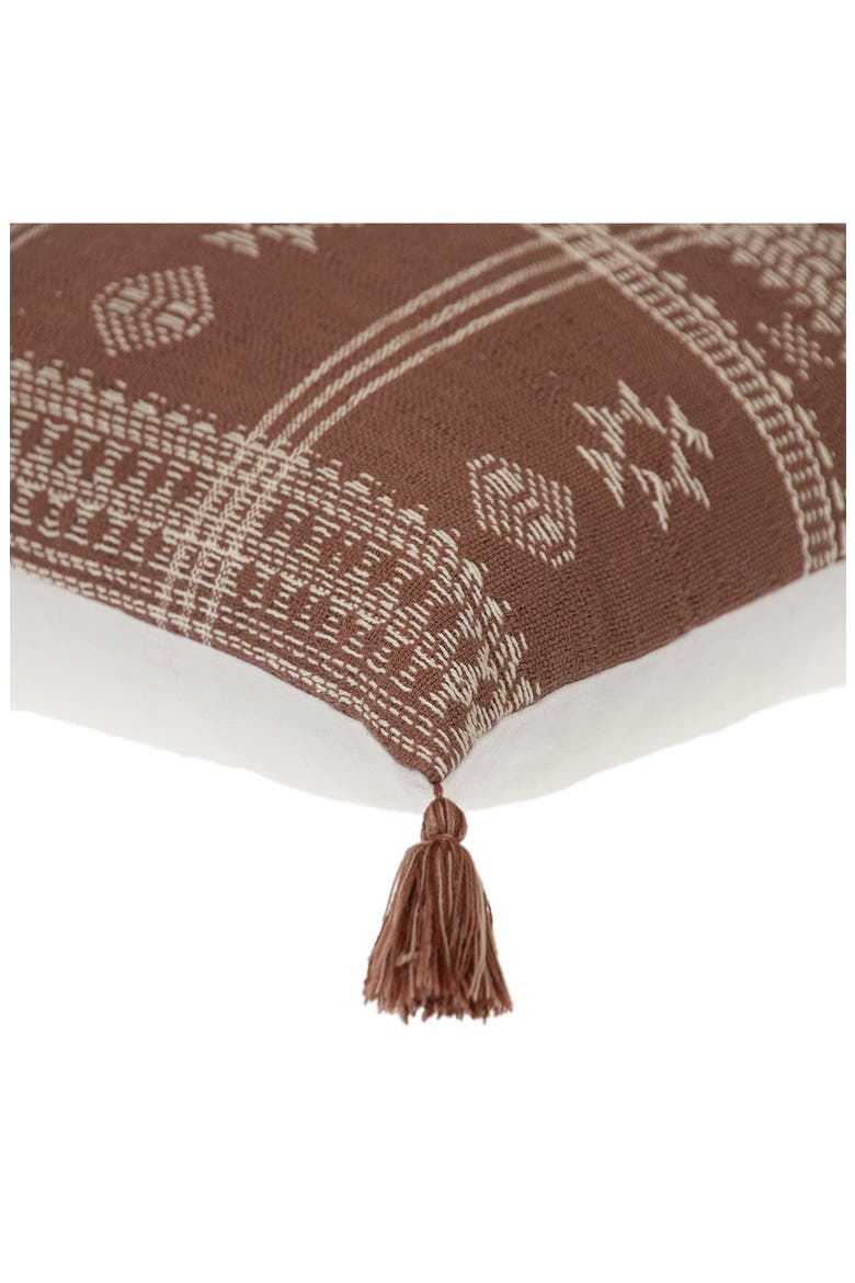 Tassel Trim Square Accent Pillow, Alternate, color, BROWN