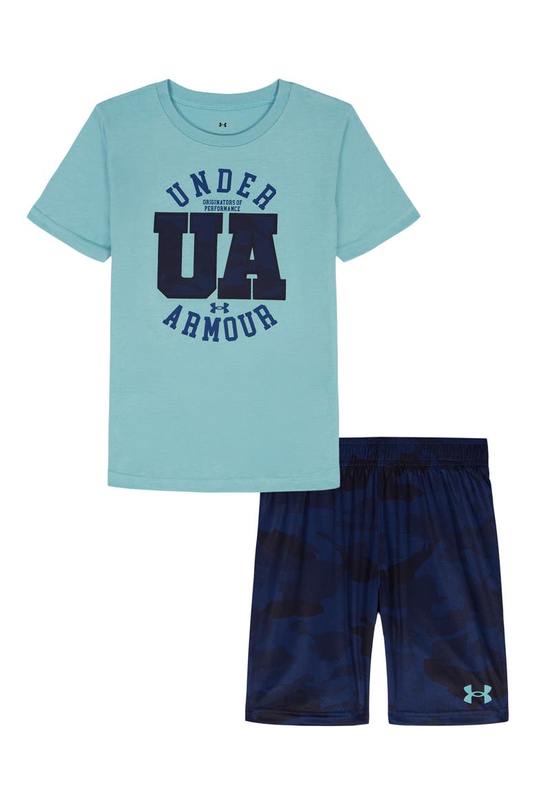 Kids' Tech Graphic T-Shirt & Shorts Set, Main, color, BLUE HAZE