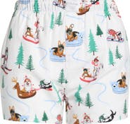 PJ Salvage Print Cotton Flannel Pajama Shorts