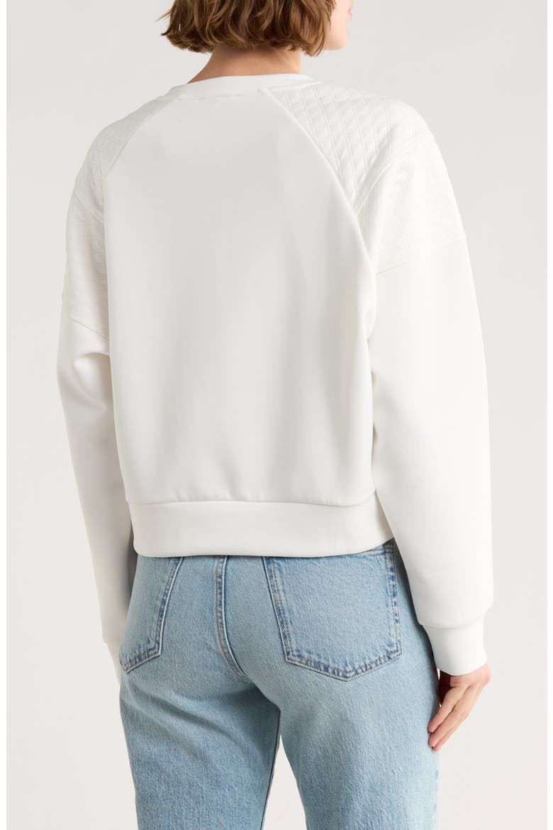 Asymmetrical Zip Quilted Sleeve Pullover, Alternate, color, IVORY/ IVORY