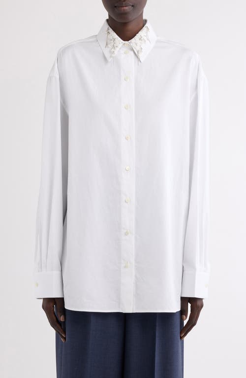 Givenchy Crystal & Imitation Pearl Embellished Button-up Shirt In White
