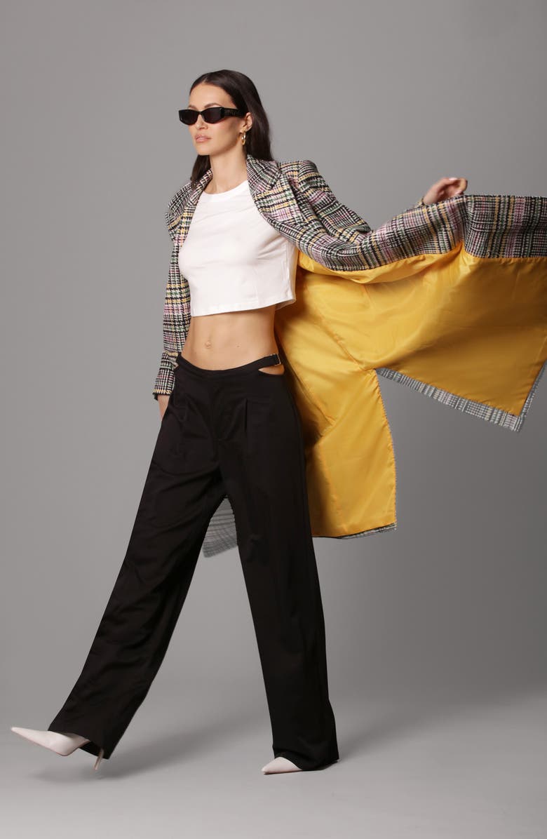 Avec Les Filles Plaid Double Breasted Coat, Alternate, color, 