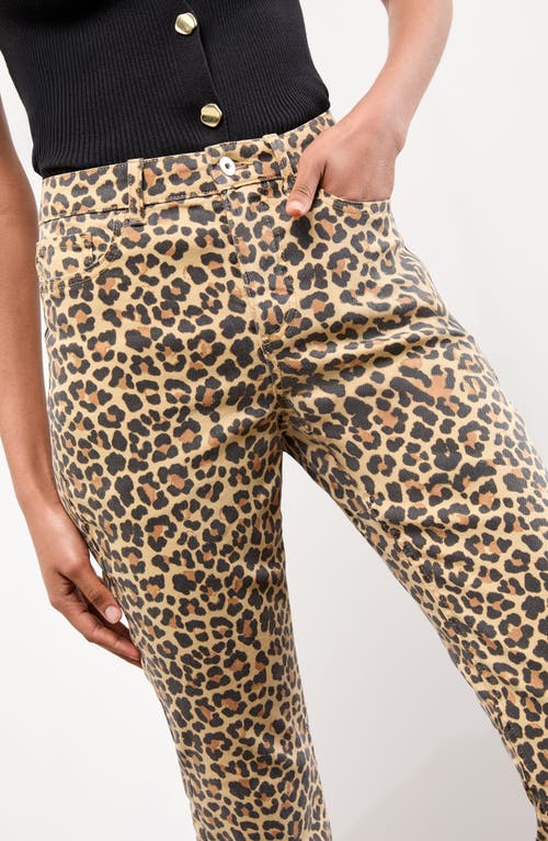 Lipsy Leopard Print High Waist Straight Leg Jeans In Brown