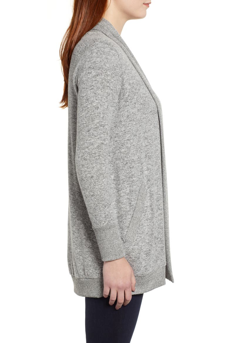 Gibson Cozy Ribbed Cardigan, Alternate, color, H GREY