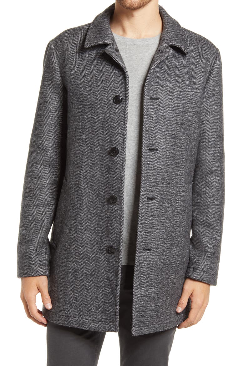Wool Blend Car Coat, Main, color, GREY HERRINGBONE