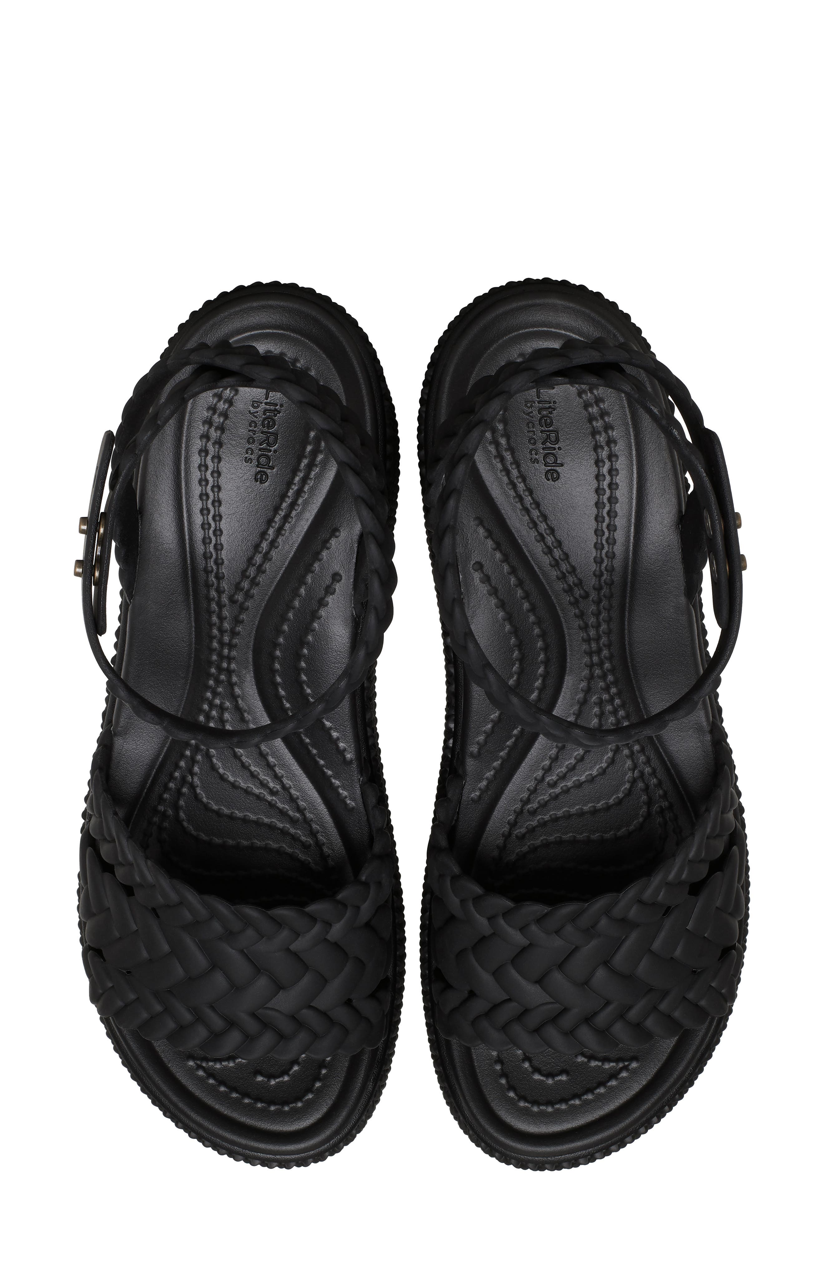 CROCS Brooklyn Platform Wedge Sandal, Alternate, color, Black/ Black