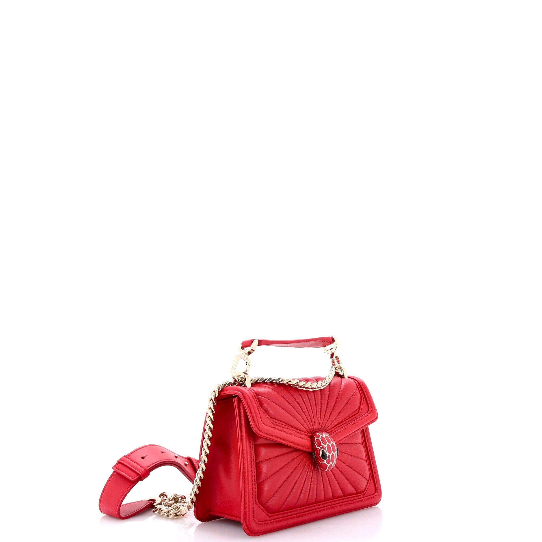 Serpenti Diamond Blast Shoulder Bag Quilted Leather Mini, Alternate, color, Red