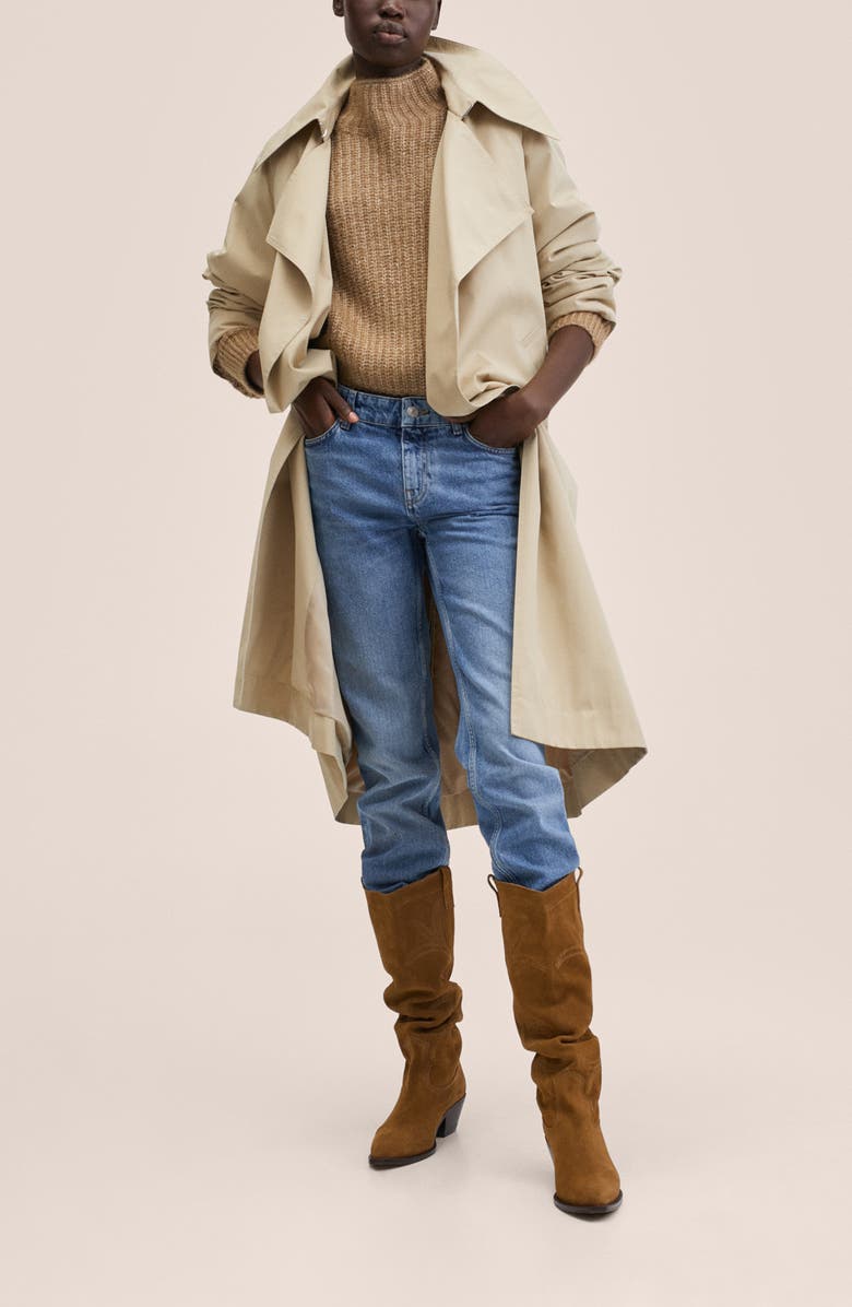 MANGO Women's Oversize Funnel Neck Crop Sweater, Alternate, color,