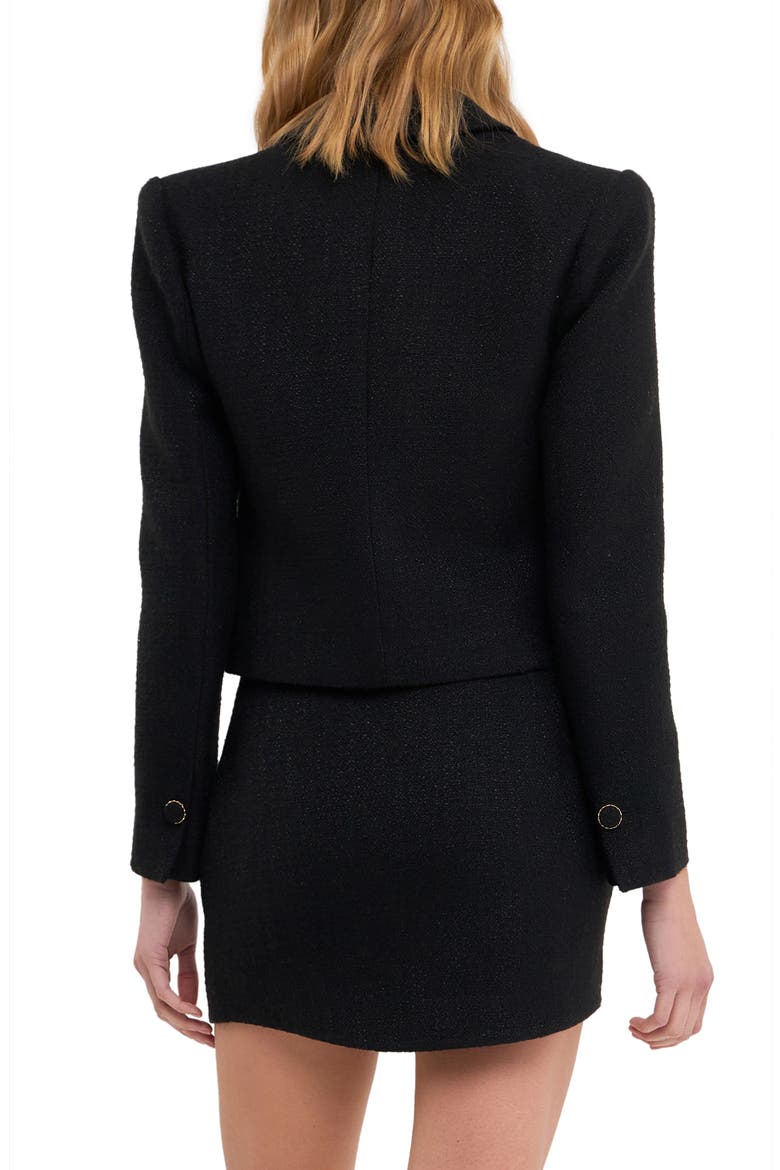Crop Tweed Blazer, Alternate, color, BLACK
