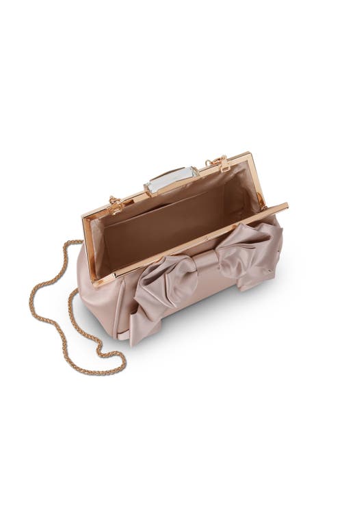 Jewel Badgley Mischka Mae Bow Pouch Clutch In Gold