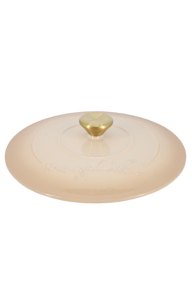 Megachef 5.3 Quarts Round Enameled Cast Iron Casserole with Self Basting Lid, Alternate, color, Peanut Butter