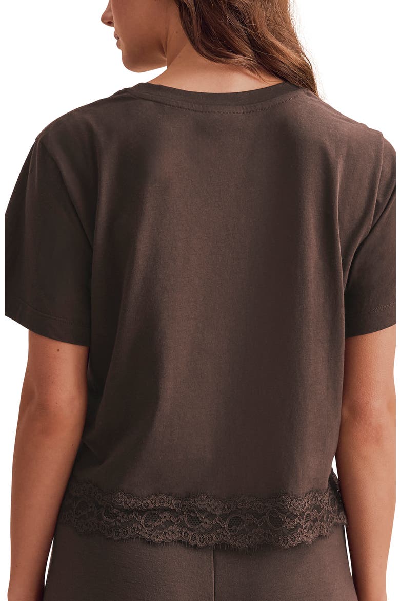 Lainey Lace Trim Jersey Tee, Alternate, color, JAVA BROWN