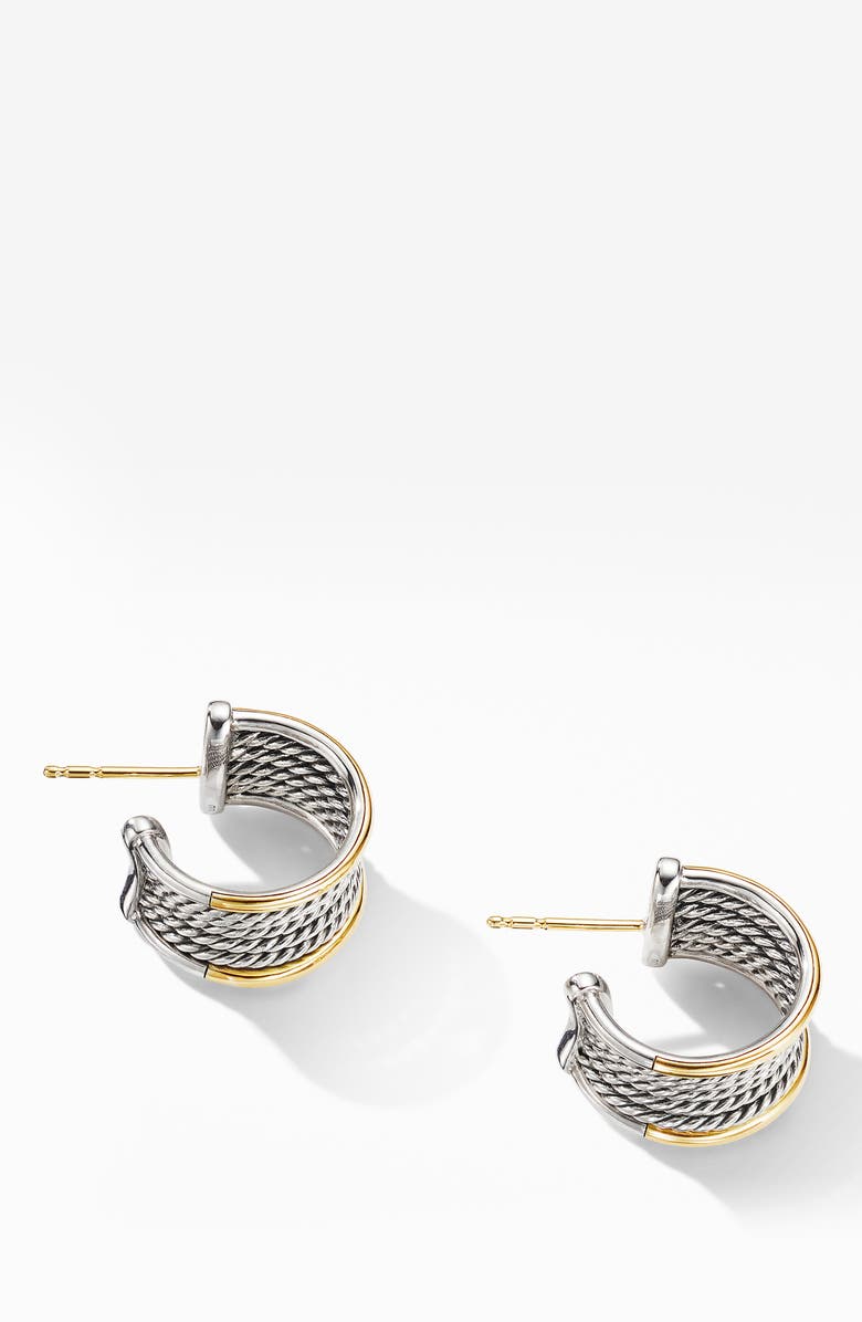 David Yurman Origami Cable Huggie Hoops with 18K Yellow Gold, Alternate, color,