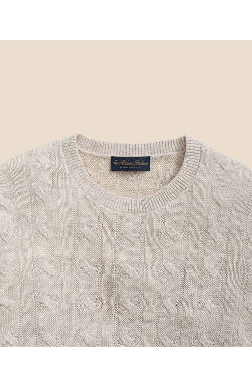 Brooks Brothers Cable Stitch Linen Crewneck Sweater In Oat Marl Linen