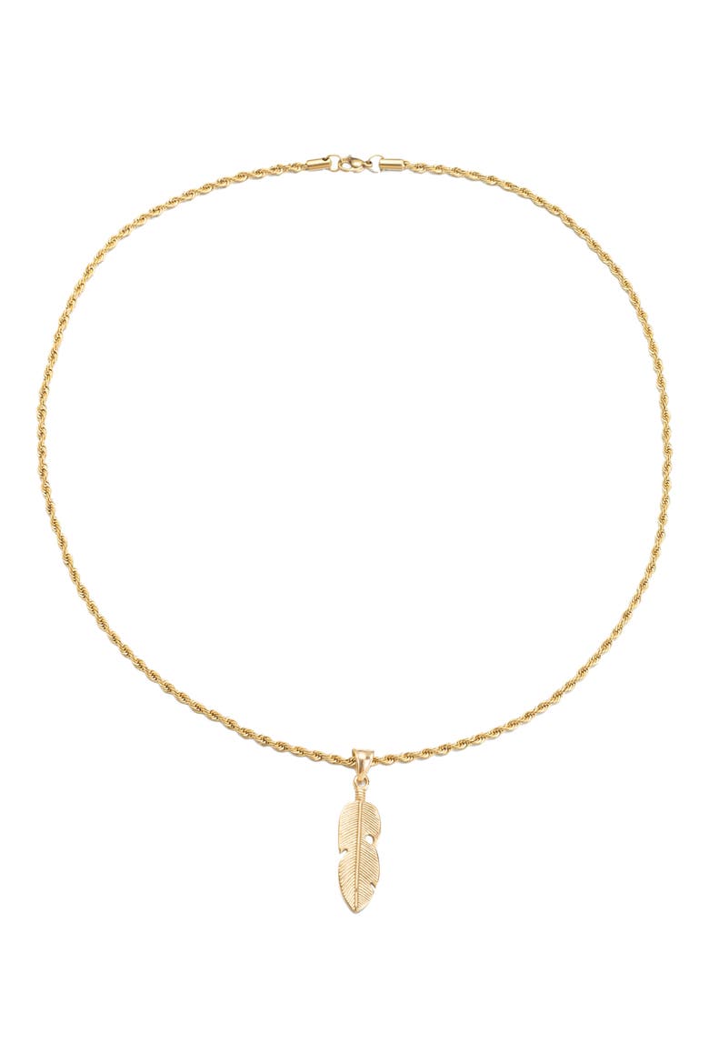 Easton Feather Pendant Necklace, Alternate, color, GOLD