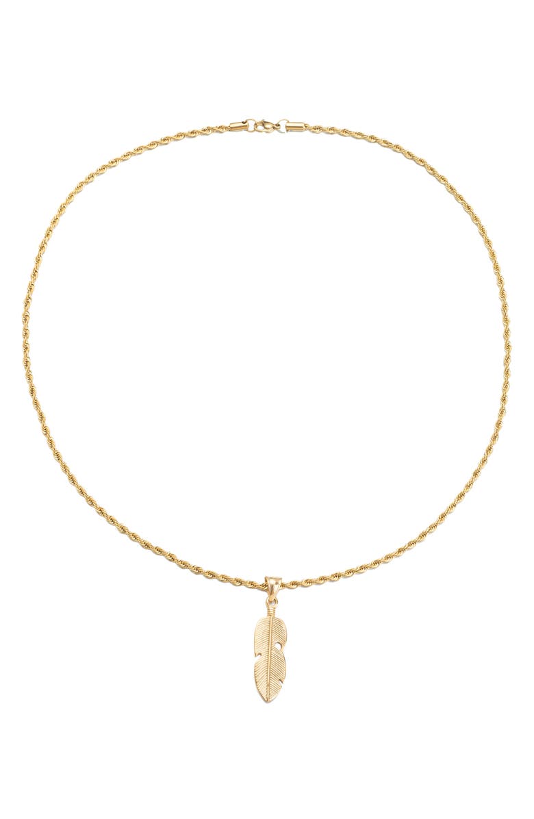 EYE CANDY LOS ANGELES Easton Feather Pendant Necklace, Alternate, color, Gold