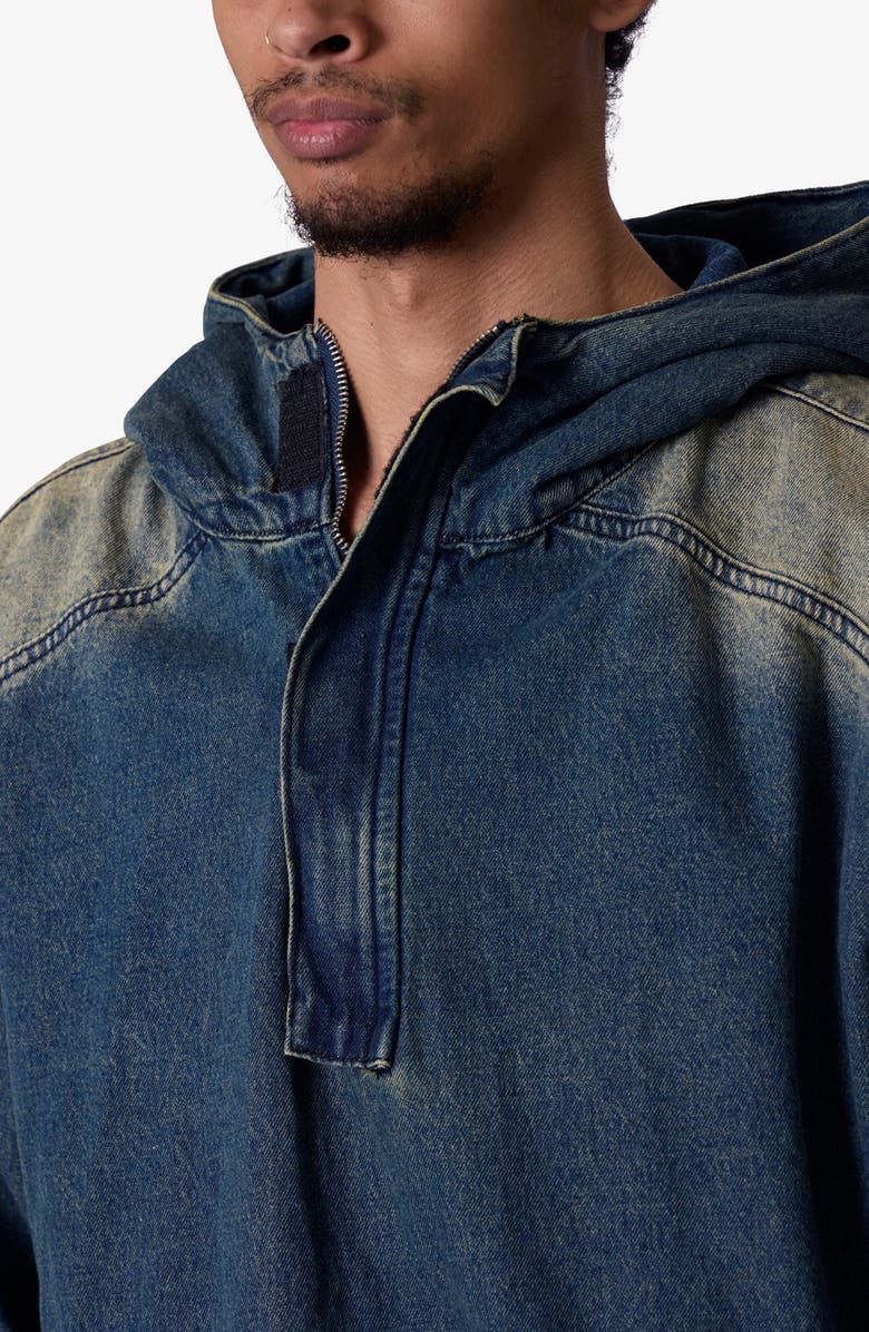 mnml Sludge Denim Quarter Zip Jacket, Alternate, color, Blue/ Green