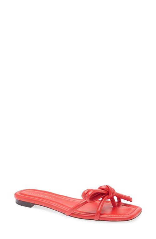 Loeffler Randall Hadley Leather Bow Flat Sandals In Red