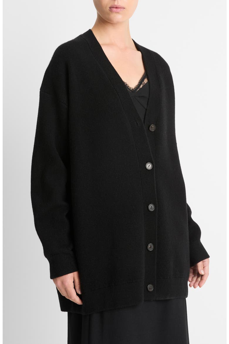 Oversize Wool Blend Double Knit Cardigan, Alternate, color, BLACK