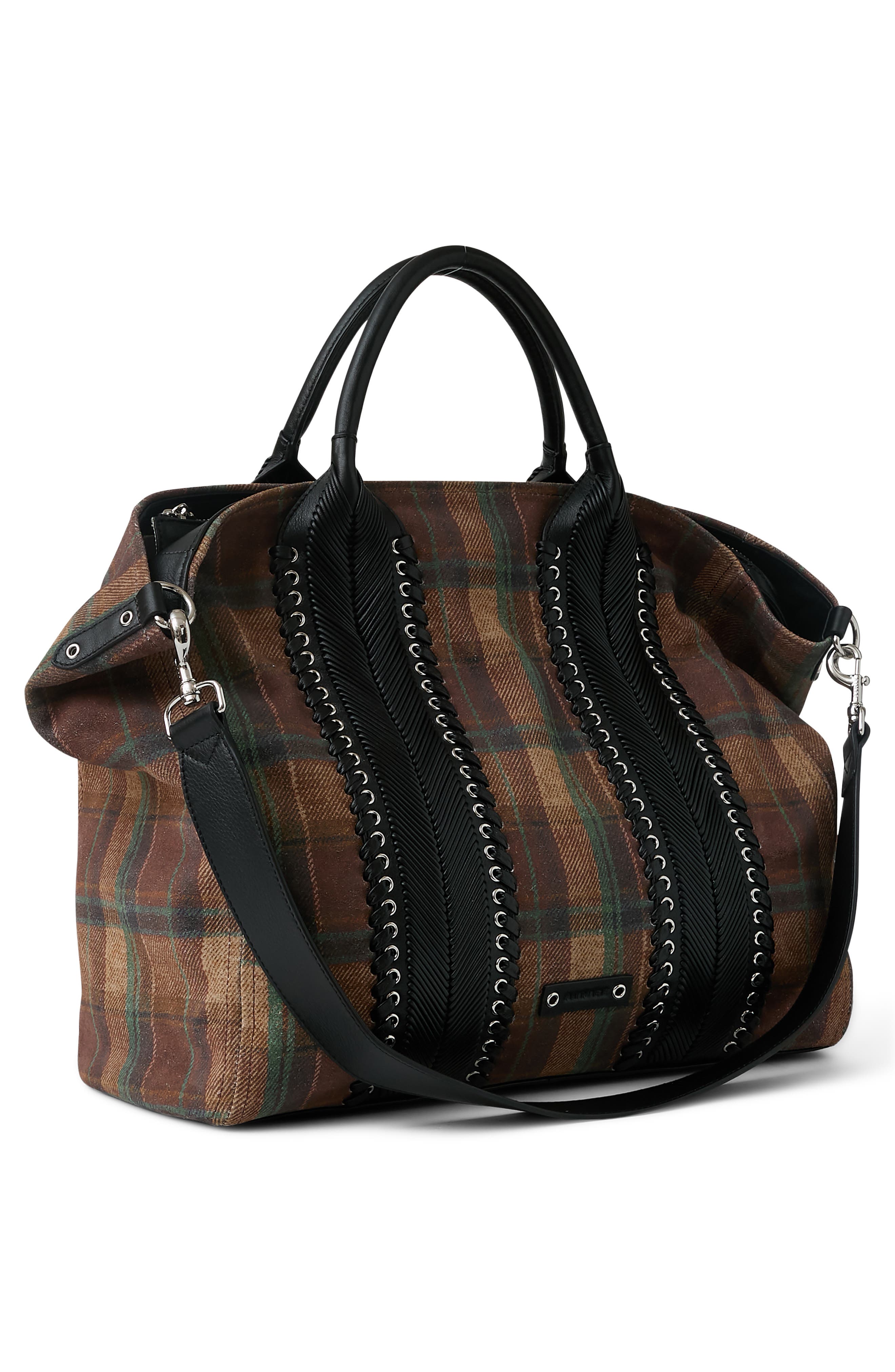 All For Love Leather Zip Top Tote, Alternate, color, MOTO PLAID