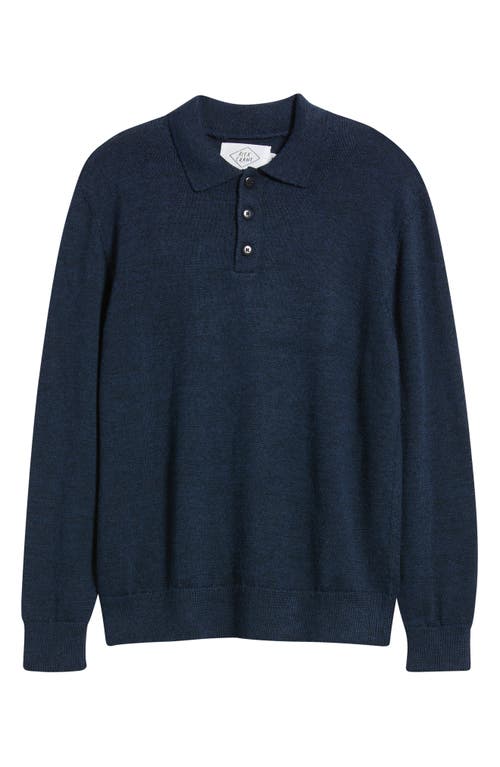 Alex Crane Anchor Merino Wool Polo Sweater In Blue