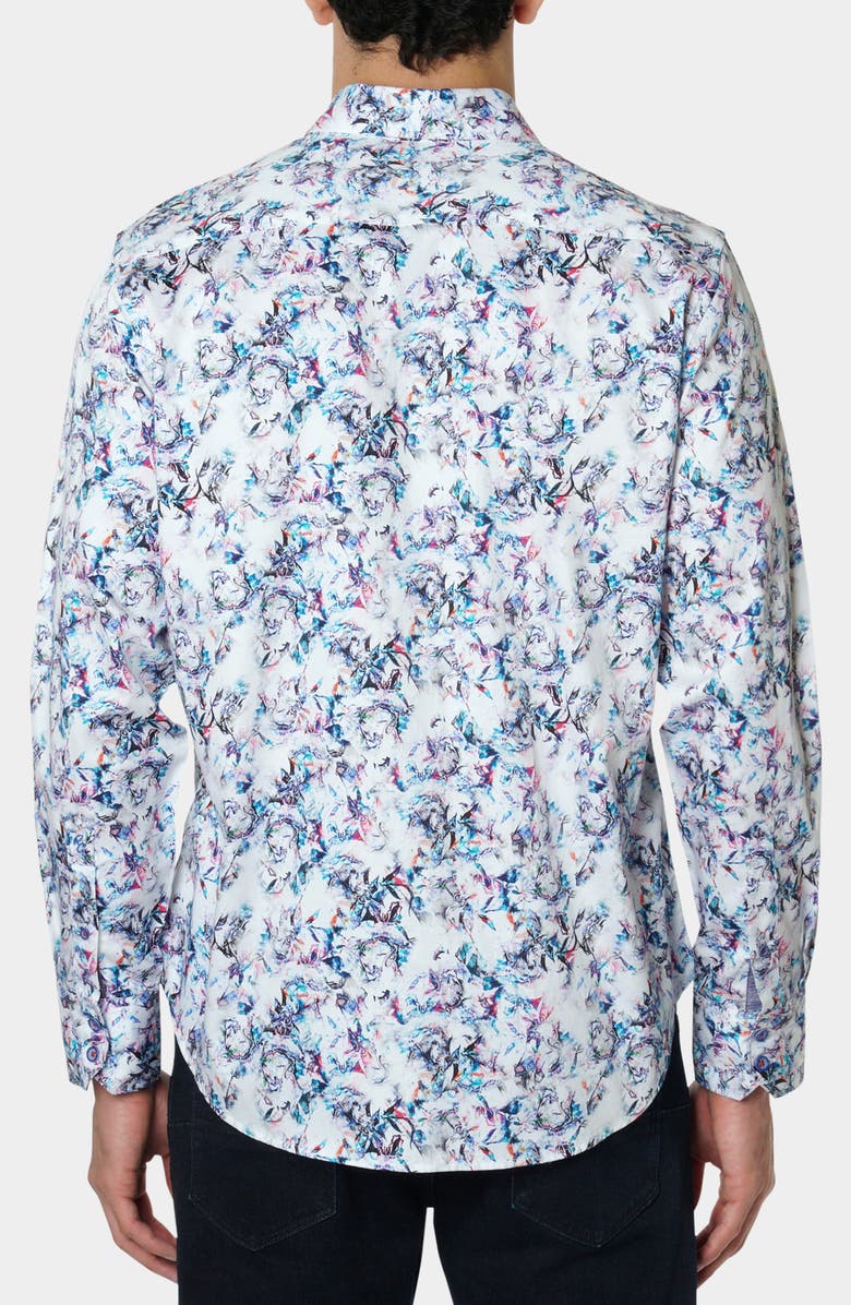 Robert Graham White Faded Floral Cotton Button-Up Shirt, Alternate, color, Multicolor