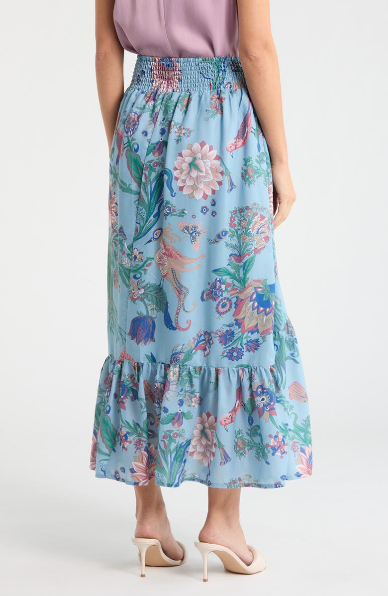 T Tahari Floral Print Skirt, Alternate, color, Blue Floral Print