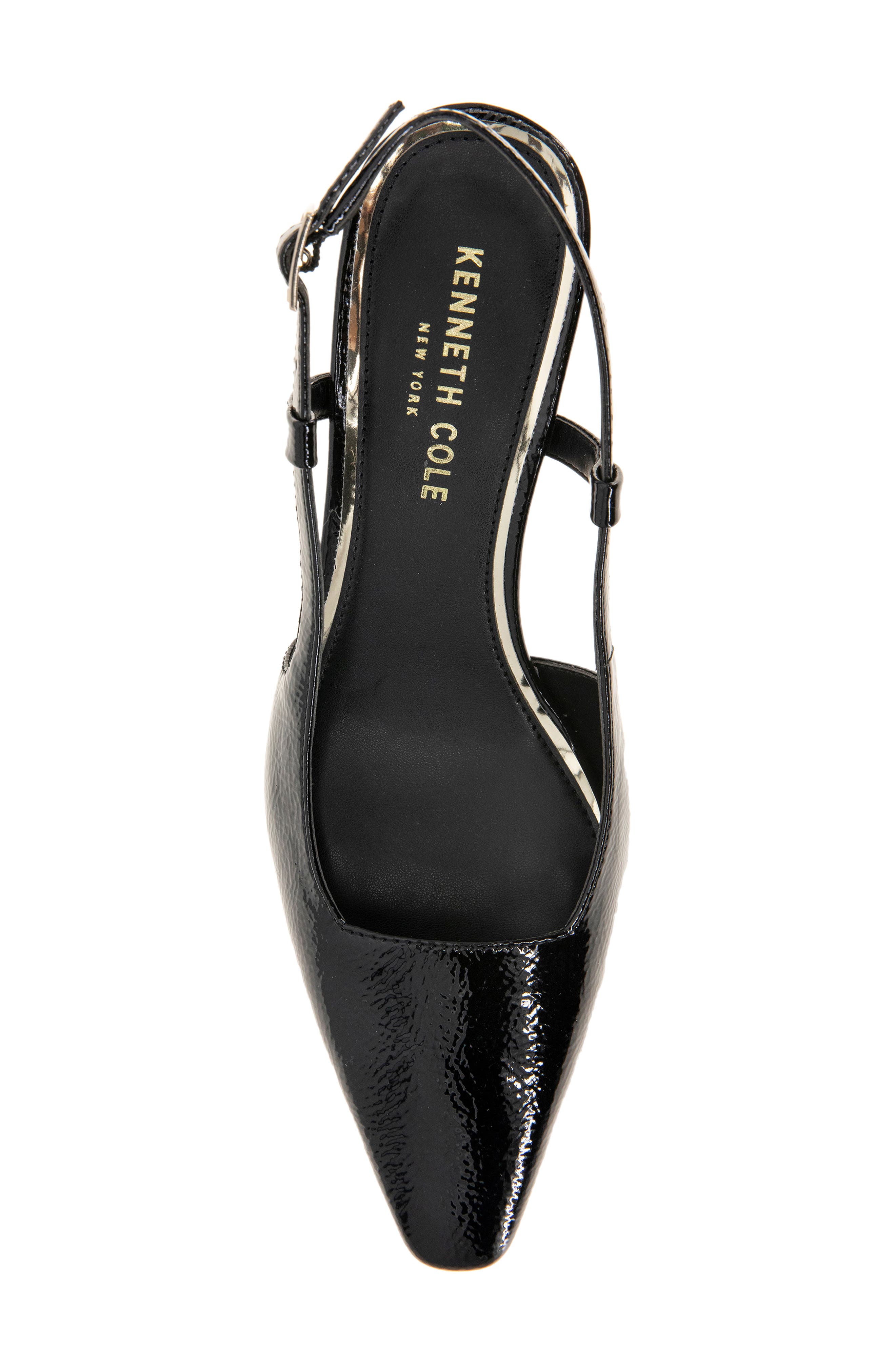 Kenneth Cole New York Martha Kitten Heel Slingback Pump, Alternate, color, Black Crinkle Patent