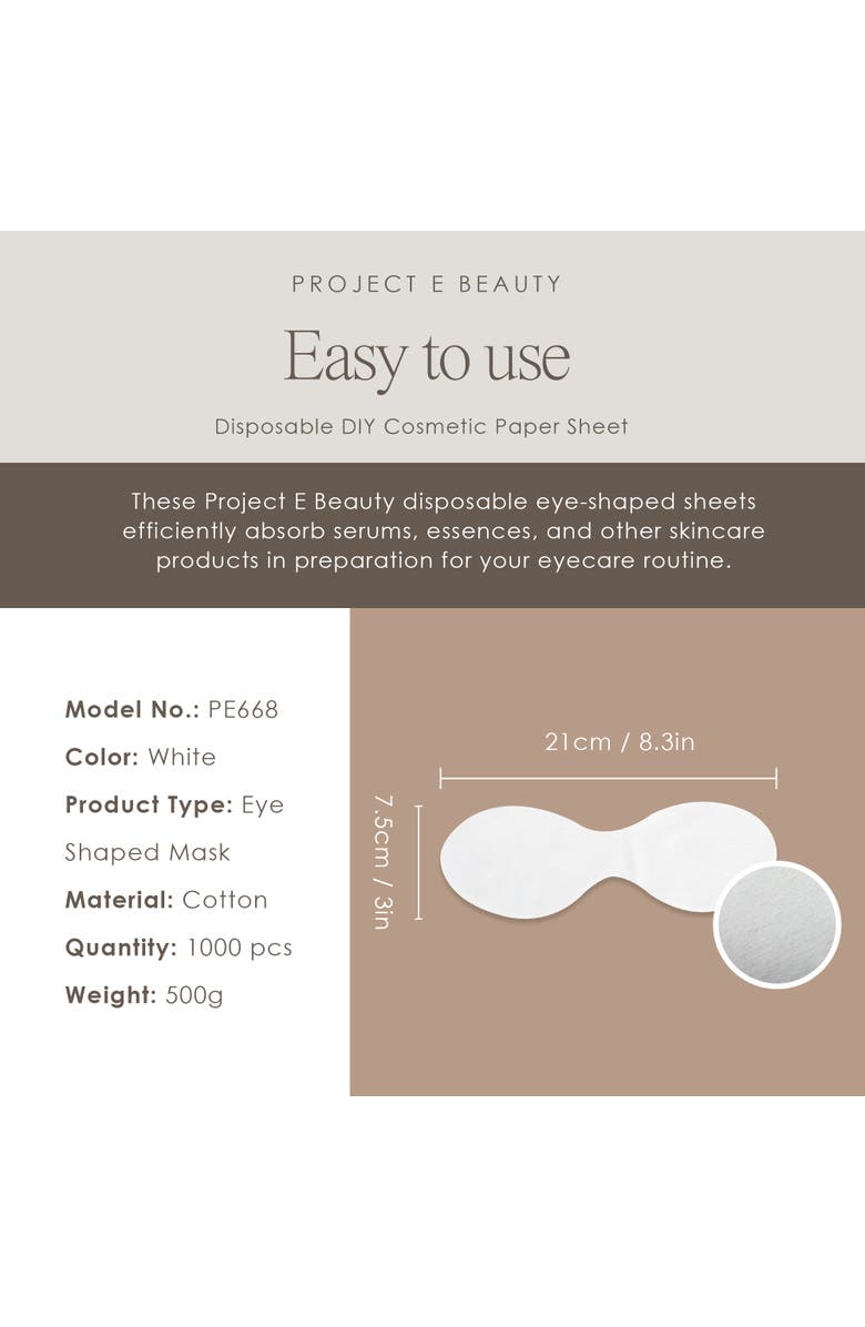 Project E Beauty 1000pcs Disposable DIY Cosmetic Paper Sheet, Alternate, color, White