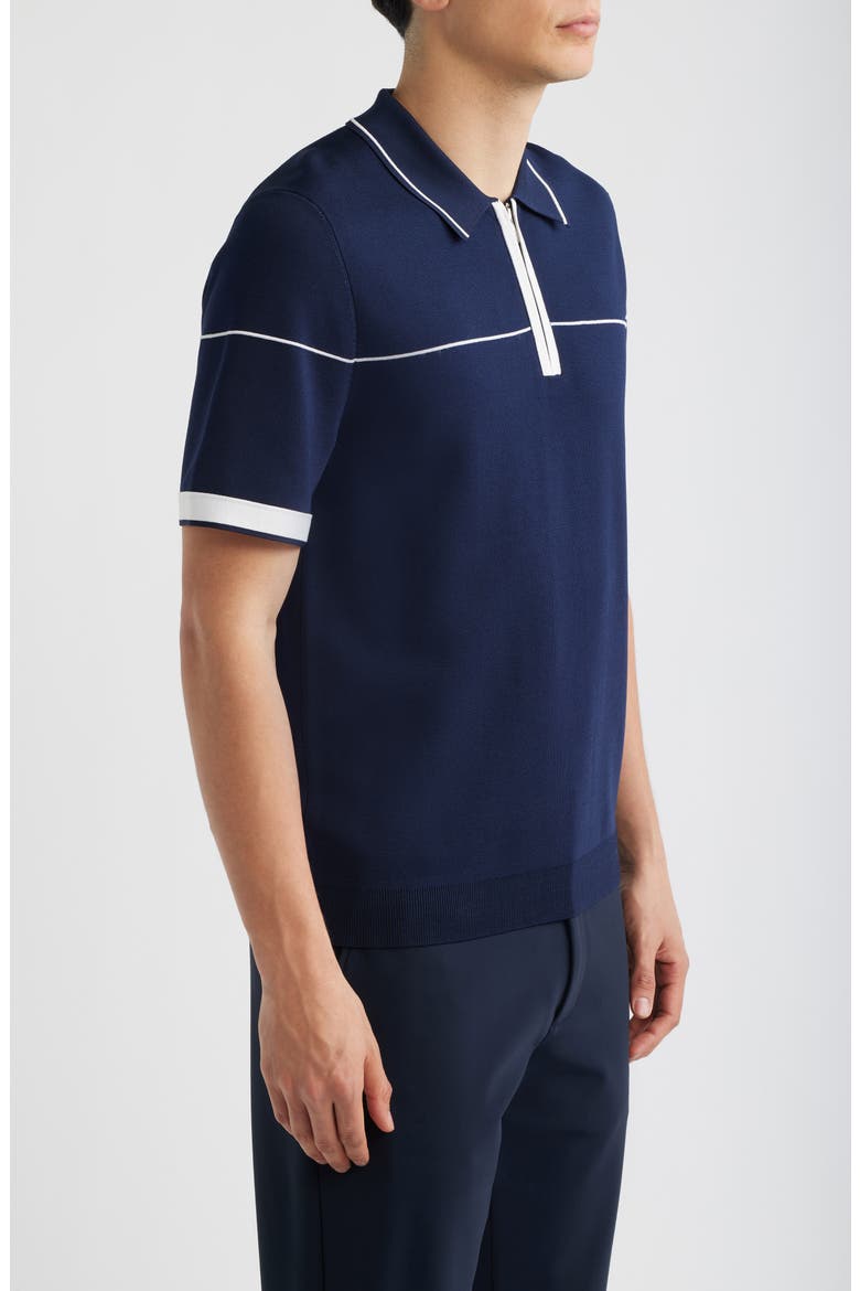 Bradford Tipped Half Zip Polo Sweater, Alternate, color, WHITE/ NAVY