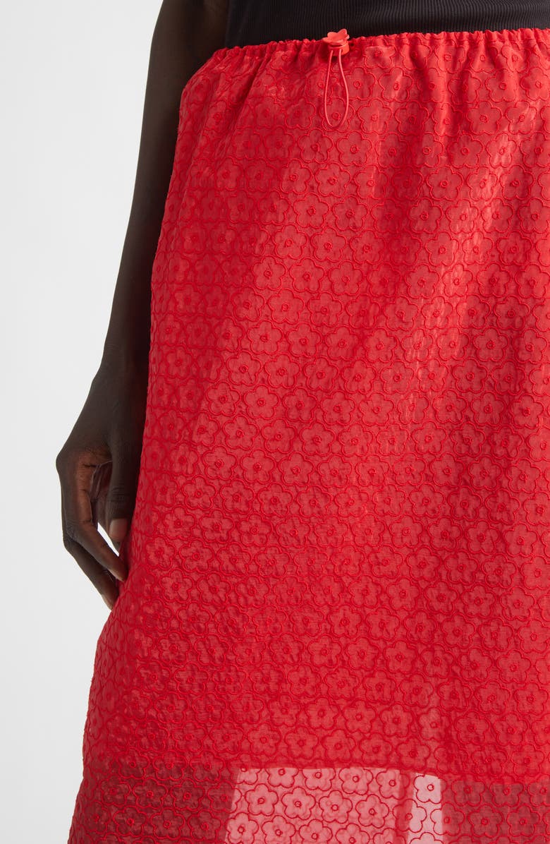 Cecilie Bahnsen Donna Windflower Embroidered Organza Midi Skirt, Alternate, color, Red