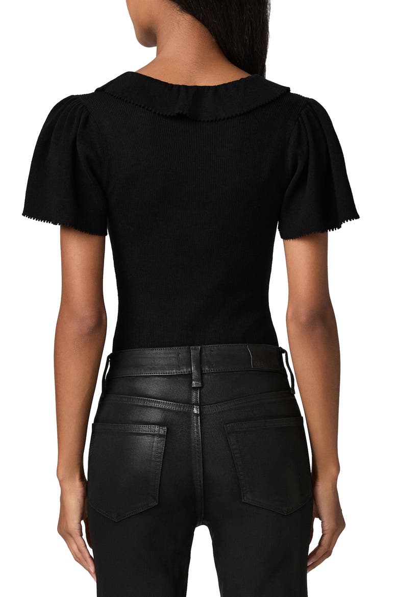 Inaya Ruffle V-Neck Top, Alternate, color, BLACK