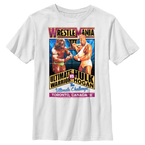 Boy's WWE Hulk Hogan VS The Ultimate Warrior Poster  Graphic T-Shirt