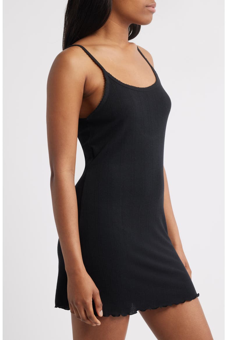 Pointelle Knit Chemise, Alternate, color, BLACK