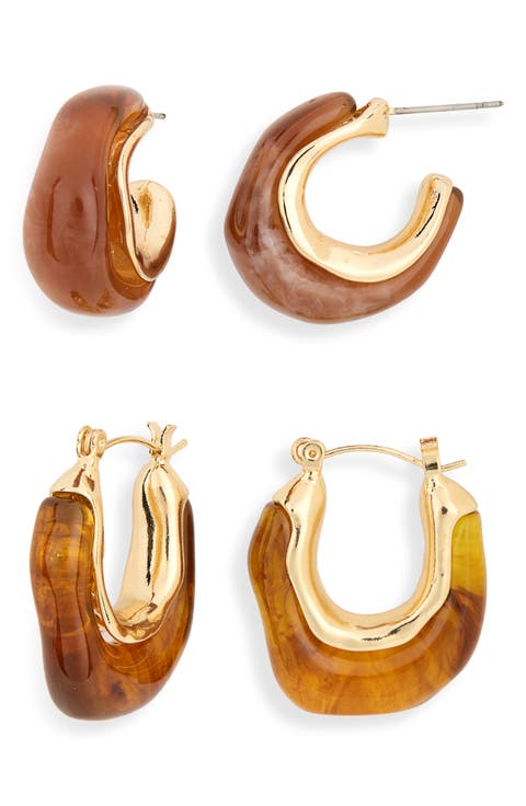 Set of 2 Resin Hoop Earrings