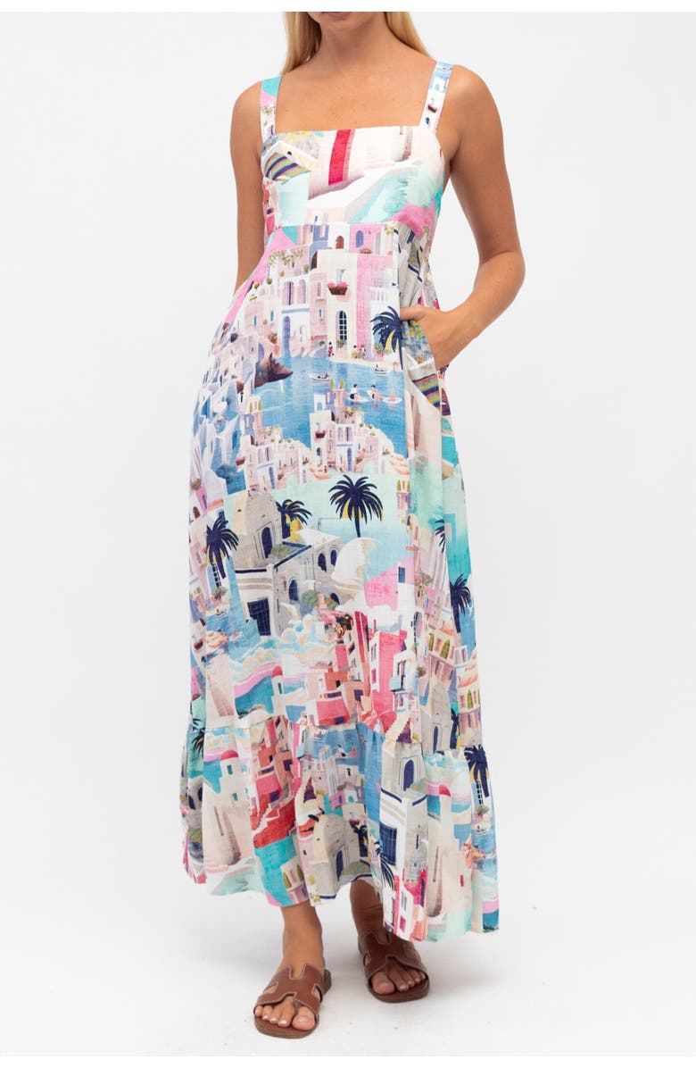 White Closet Sunny Santorini Maxi Dress, Main, color, Blue