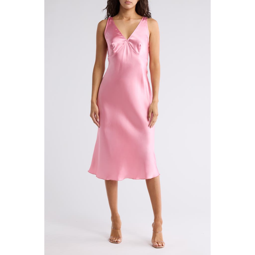 Bebe Satin Midi Dress In Blush