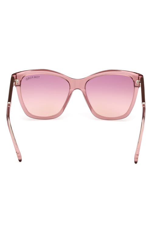 Tom Ford Lucia 54mm Gradient Square Sunglasses In Pink Brown/t Logo