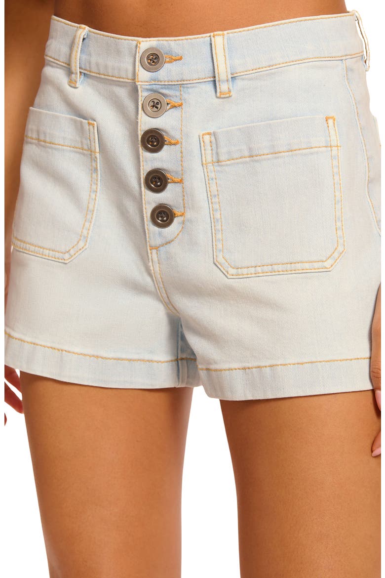 Cindy Button Fly High Waist Denim, Alternate, color, BLEACH WASH