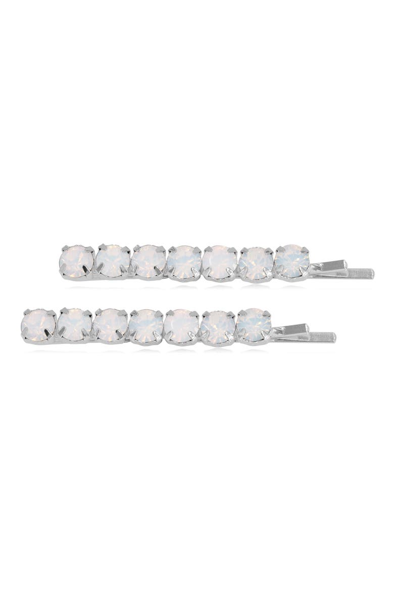 Ayla Set of 2 Opal Hair Clips, Main, color, SILVER