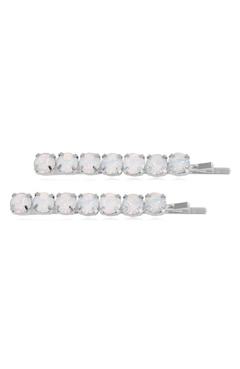 Brides & Hairpins Ayla Set of 2 Opal Hair Clips, Main, color, Silver
