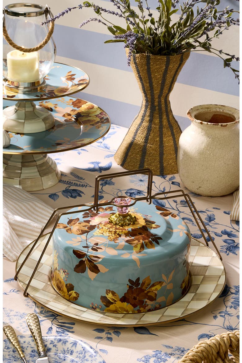 Wild Rose Slate Enameled Steel Cake Carrier, Alternate, color, BLUE