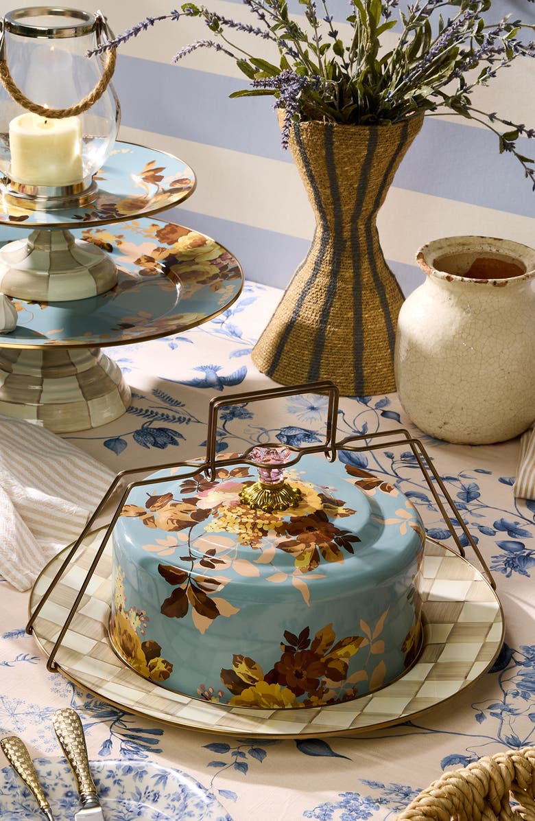 MACKENZIE CHILDS Wild Rose Slate Enameled Steel Cake Carrier, Alternate, color, Blue