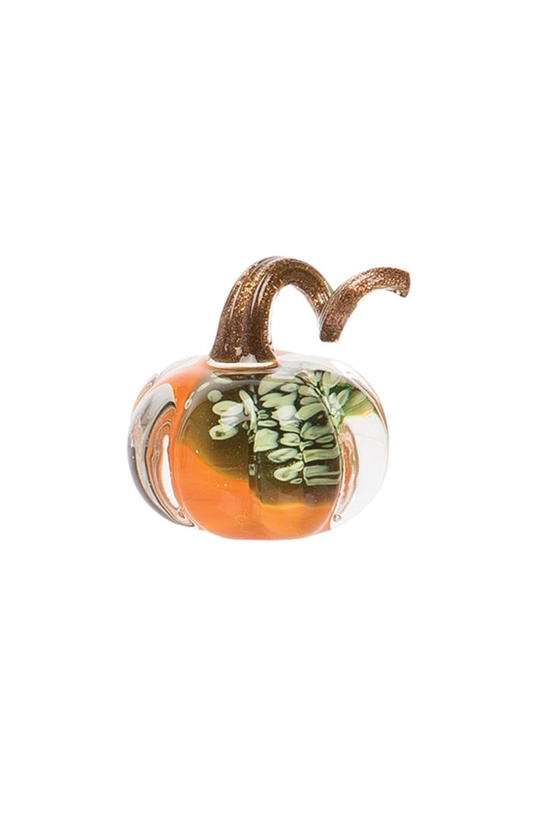 Mini Pumpkin Patch Set of 4 Blown Glass Figurines 3", Alternate, color, Orange