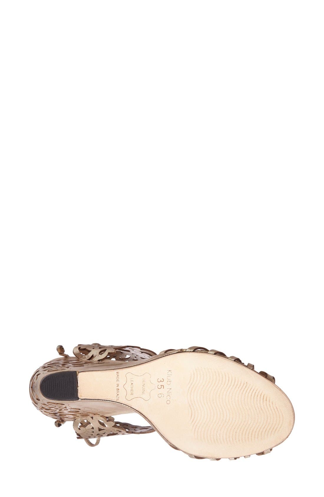 'Moxie' Laser Cutout Wedge Sandal, Alternate, color, CHAMPAGNE GLOSS