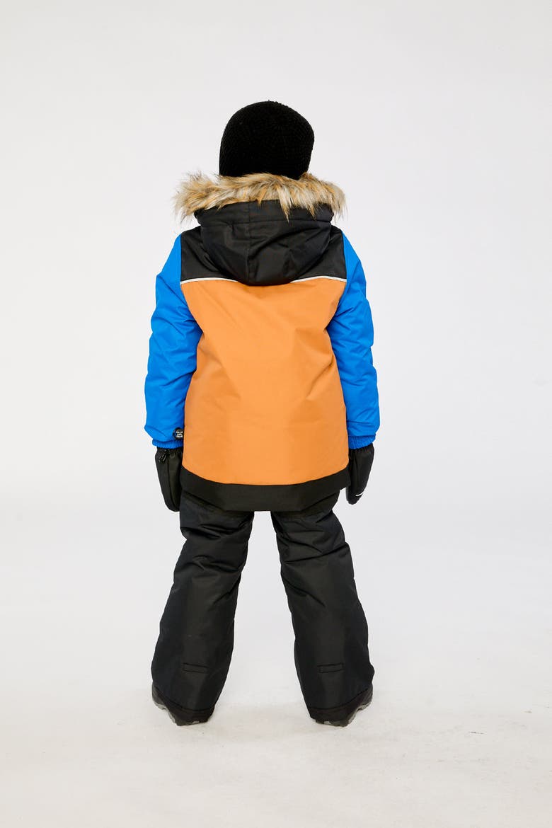 Discover Colorblock Jacket Snow Pants Two Piece Snowsuit, Alternate, color, Noir, Brown and Blue